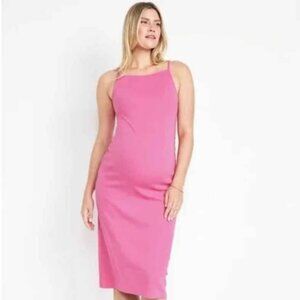 Maternity High Neck Rib-Knit Midi Dress